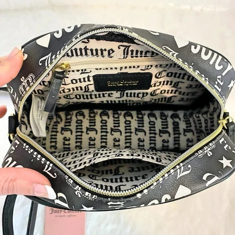 Juicy Couture Purse LA Black & White Gothic Logo Camera Crossbody Bag NWT - Picture 7 of 7